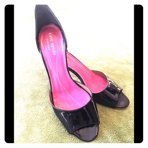Kate Spade Patent Leather Peep Toe Kitten Heels